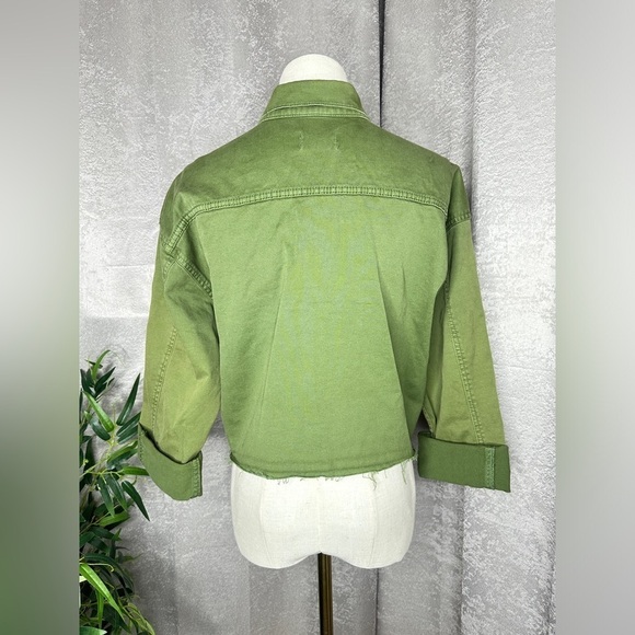 BOYISH Women’s The Camden Denim Cropped Utility Jacket Army Green Sz XS - Picture 9 of 16